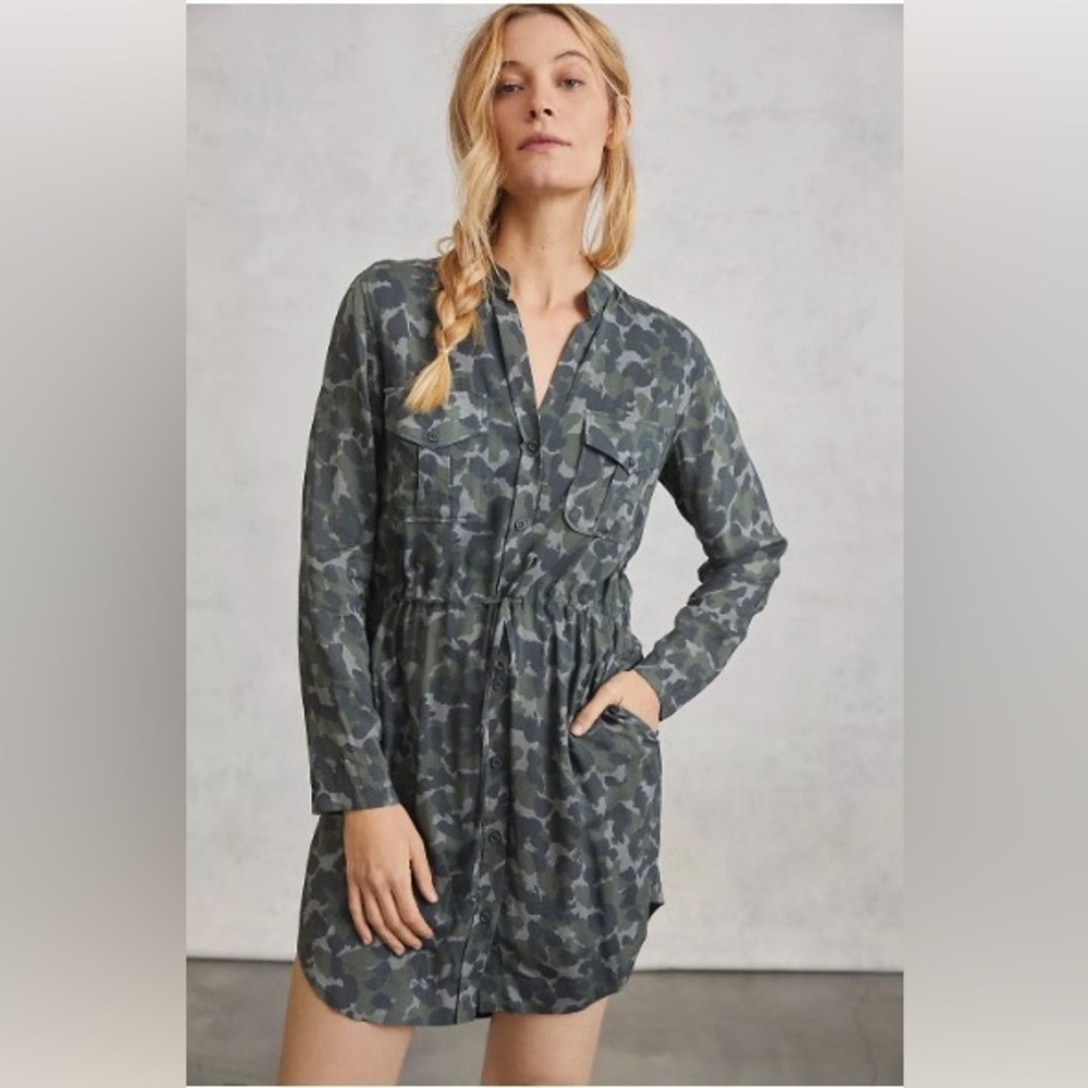 Anthropologie Cloth & Stone Nina Camo Mini Shirtdress